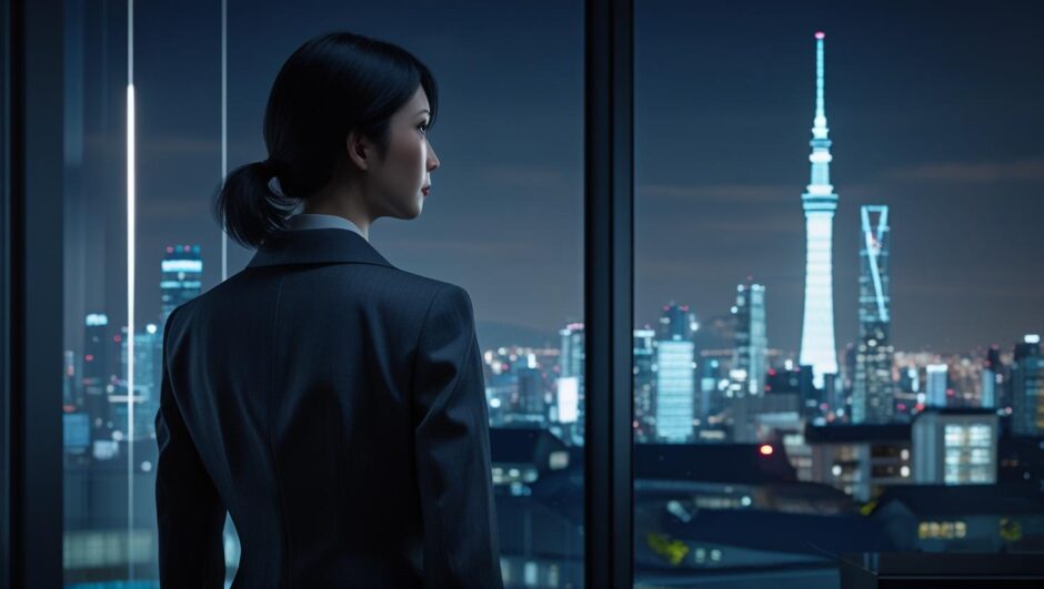 ビジネスウェアを着た30代の日本人女性